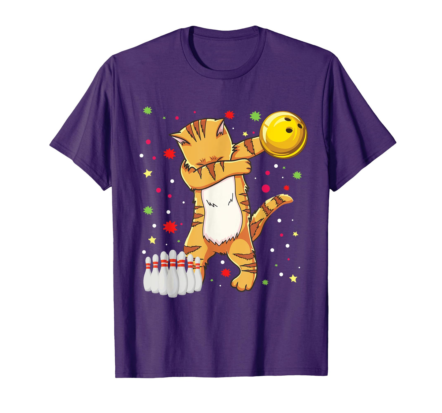 Dabbing Cat Bowling Shirts Funny Bowling Gift Cat Mom Girl T-Shirt