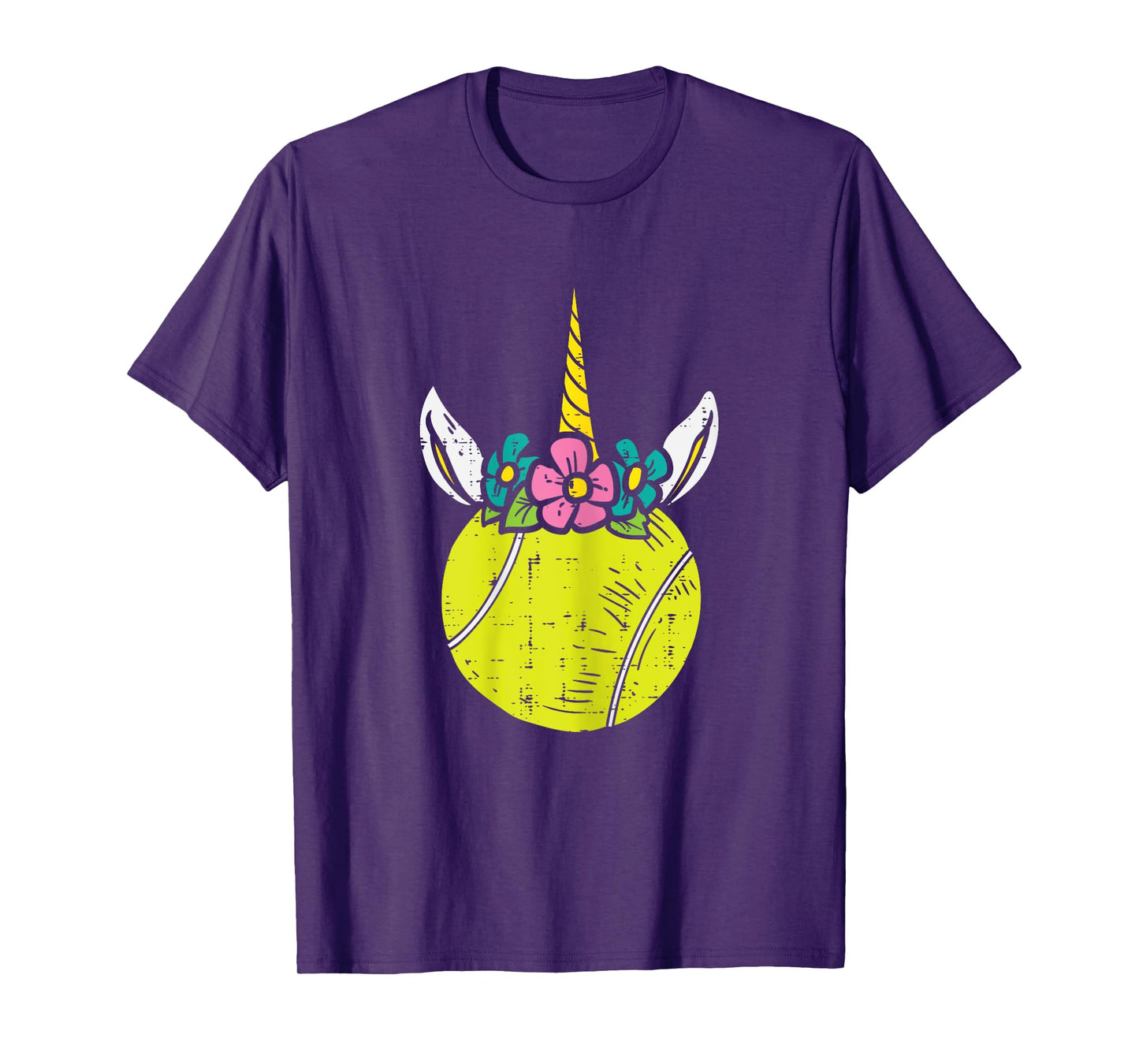 Unicorn Head Tennis Ball Cute Player Coach Women Girls Kids T-Shirt