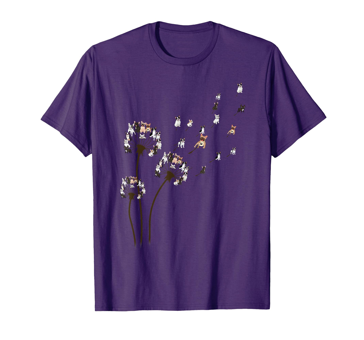 French Bulldog Flower Fly Dandelion Shirt Funny Dog Lovers T-Shirt