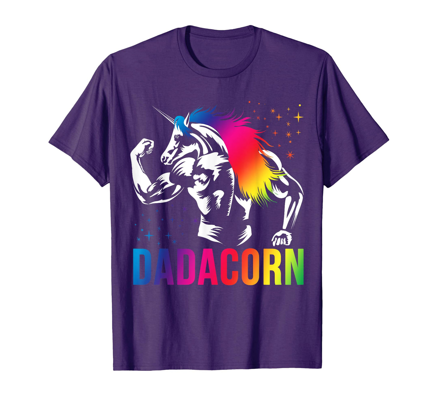 Dadacorn Muscle Fathers Day Joke Daddy Unicorn T-Shirt, Black, Small