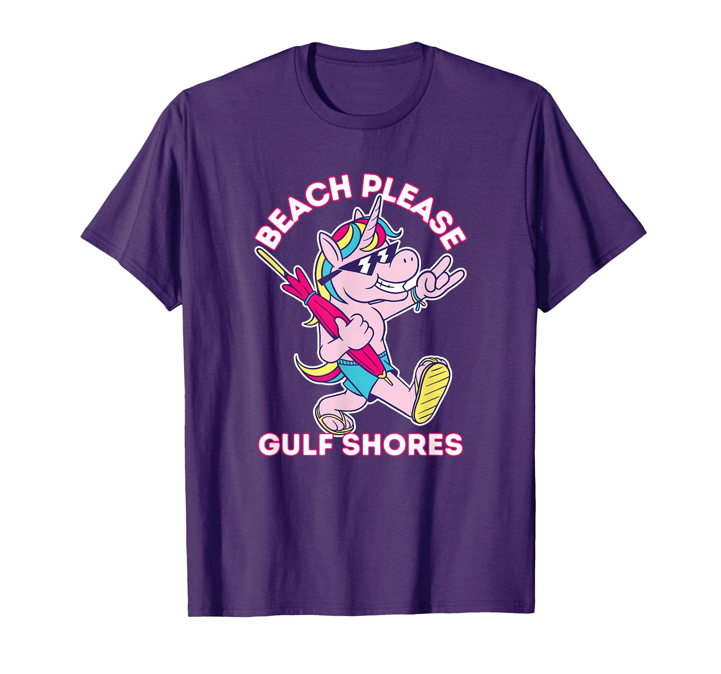 Beach Please Gulf Shores Alabama Funny Unicorn Vacation T-Shirt