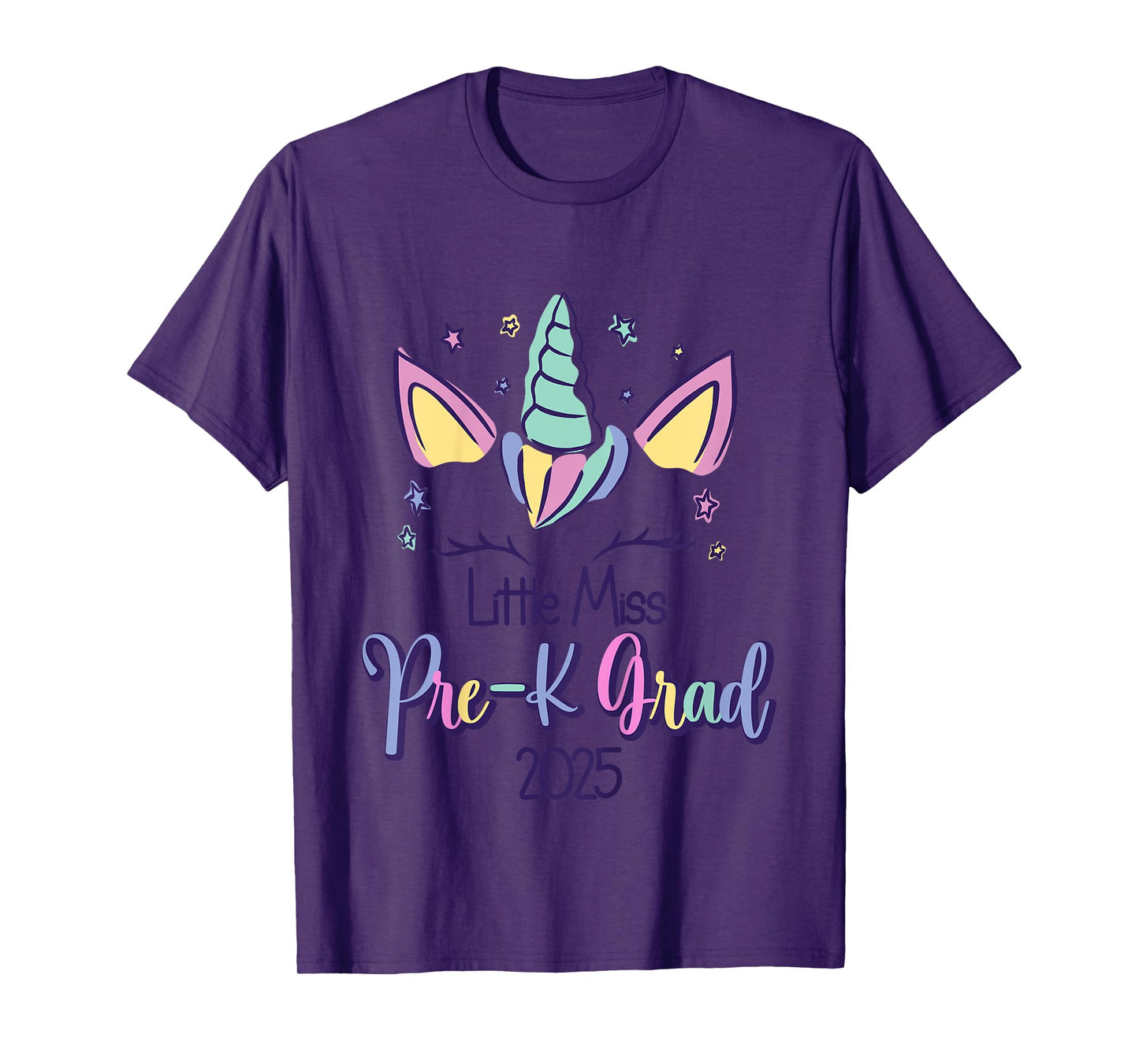 Kids Little Miss Pre-K Grad Unicorn Preschool Graduation 2025 T-Shirt