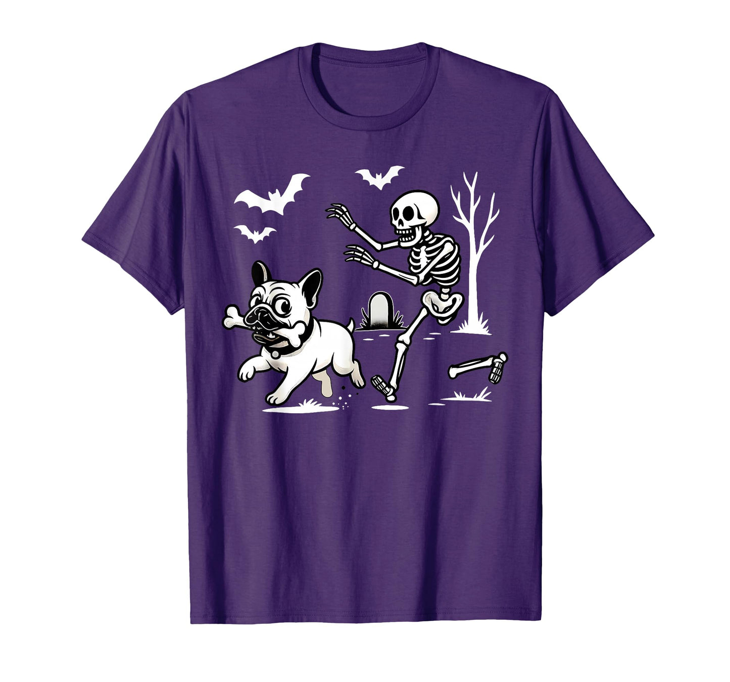 Funny Halloween French Bulldog Skeleton Spooky Season T-Shirt