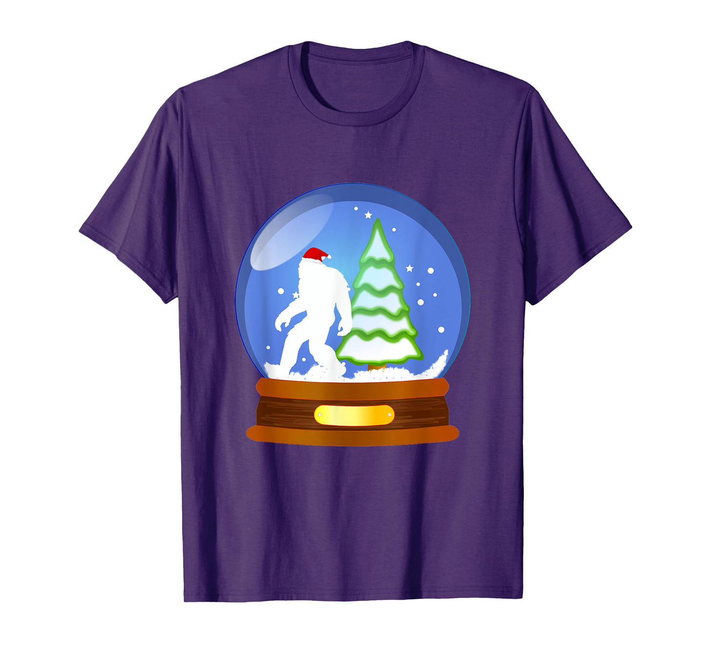 Bigfoot Santa Snow Globe Christmas T-Shirt