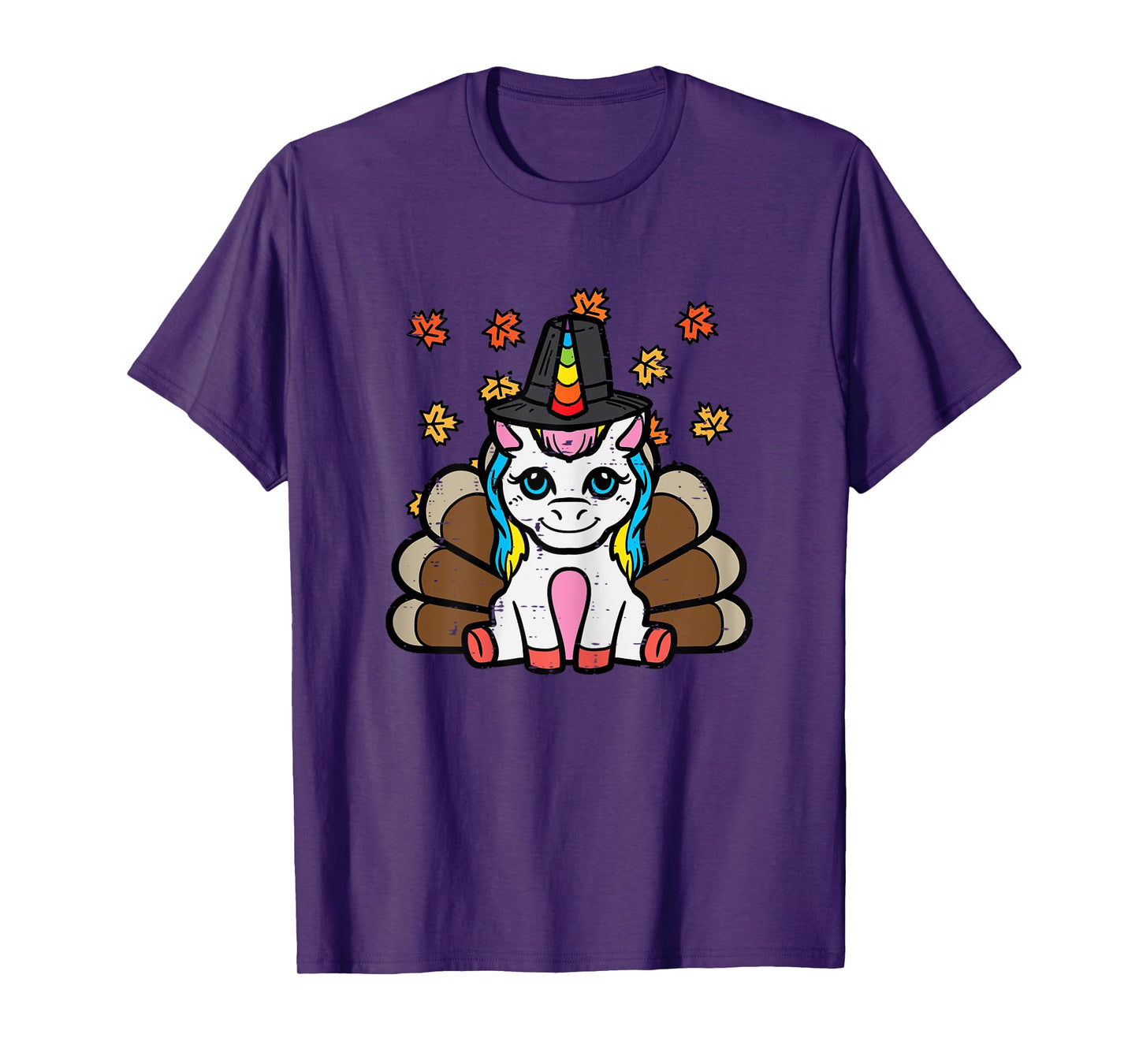 Thanksgiving Unicorn Turkey Fall Girls Kids Toddler Women T-Shirt