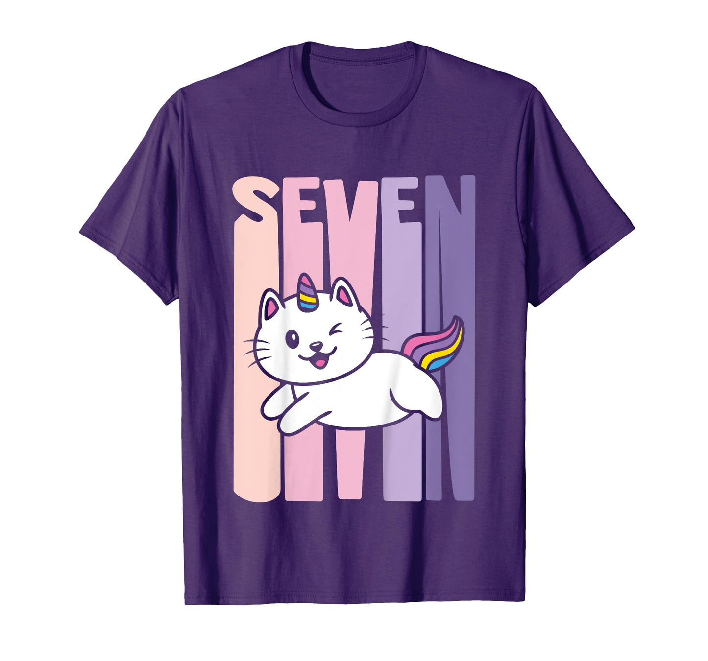 7 Year Old Cute Caticorn Cat Unicorn Birthday Girl B-day T-Shirt