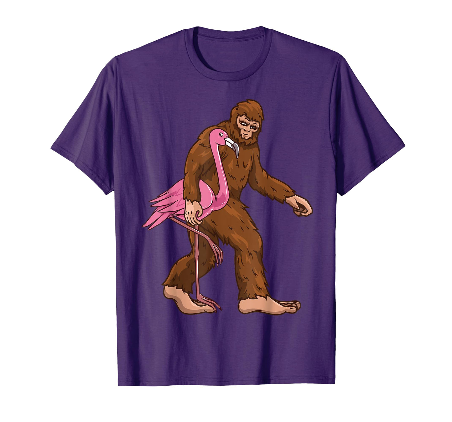 Bigfoot Flamingo Bird Sasquatch Men Women Funny Graphic Tee T-Shirt