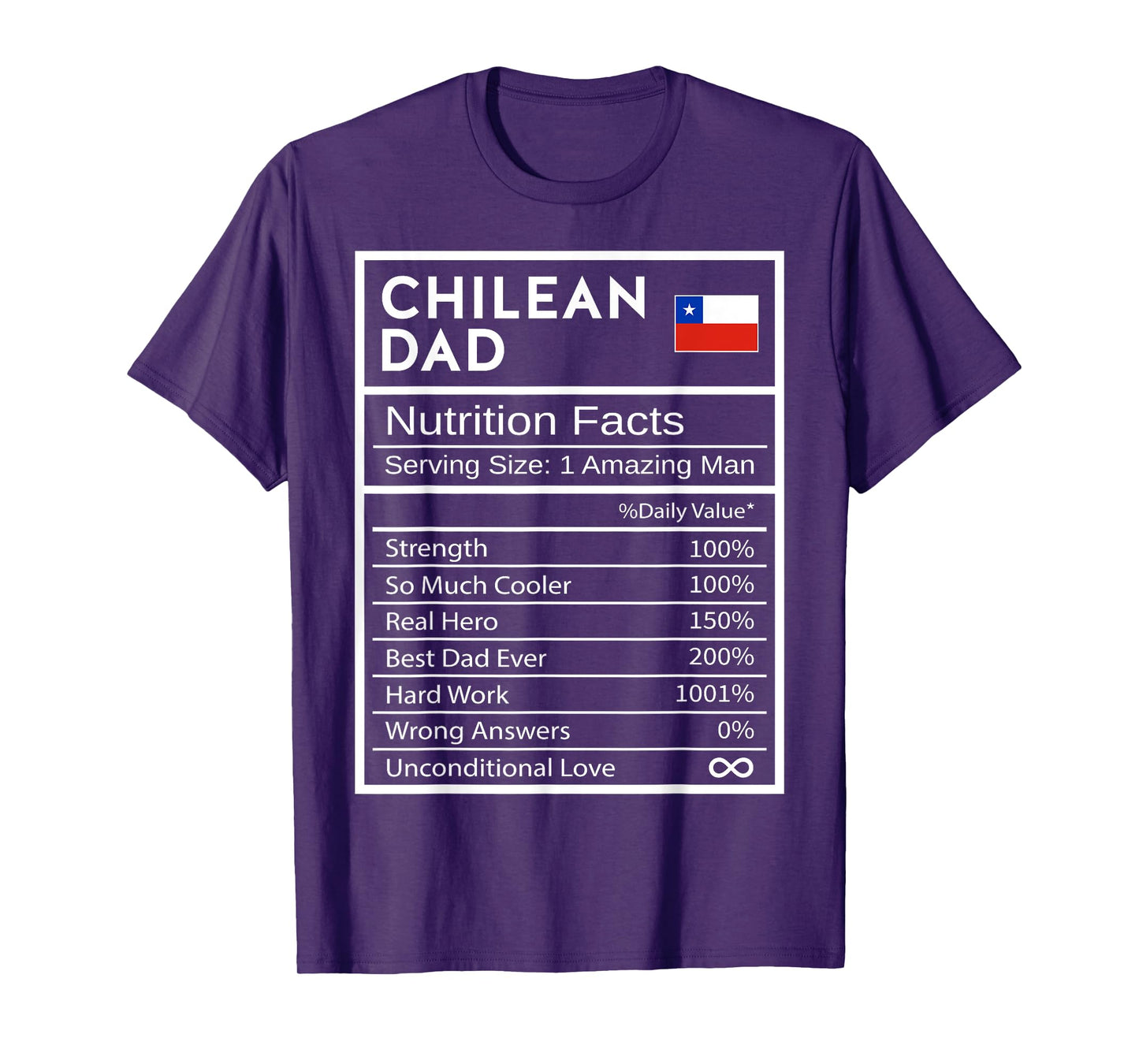 Chilean Dad Nutrition Facts National Pride Gift For Dad T-Shirt