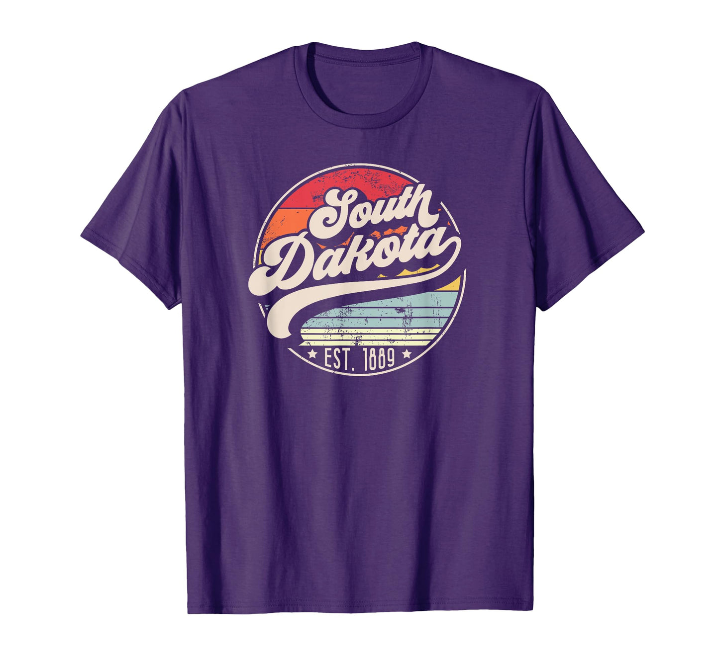 Retro South Dakota Home State SD Cool 70s Style Sunset T-Shirt