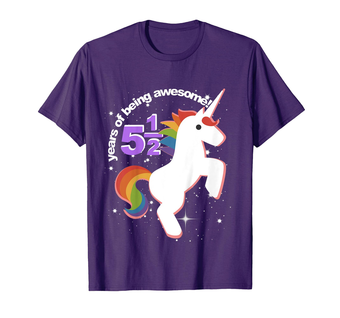 Girls Half Birthday Unicorn Shirt 5.5 5 and Half Years 5th T-Shirt