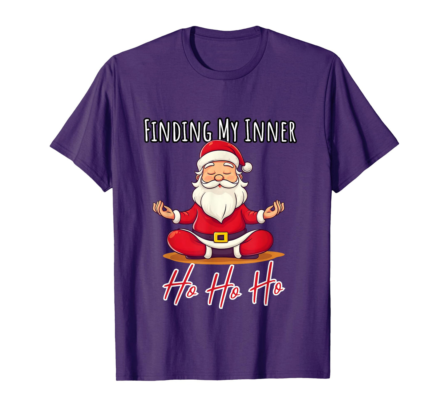 Funny Santa Claus Yoga Christmas Lotus Pose Meditation T-Shirt