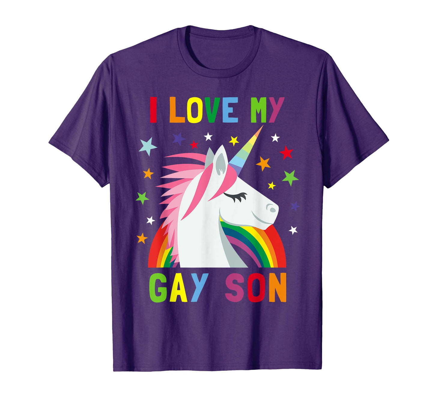 I Love My Gay Son Unicorn Rainbow Tshirt Parent of Gay Child T-Shirt