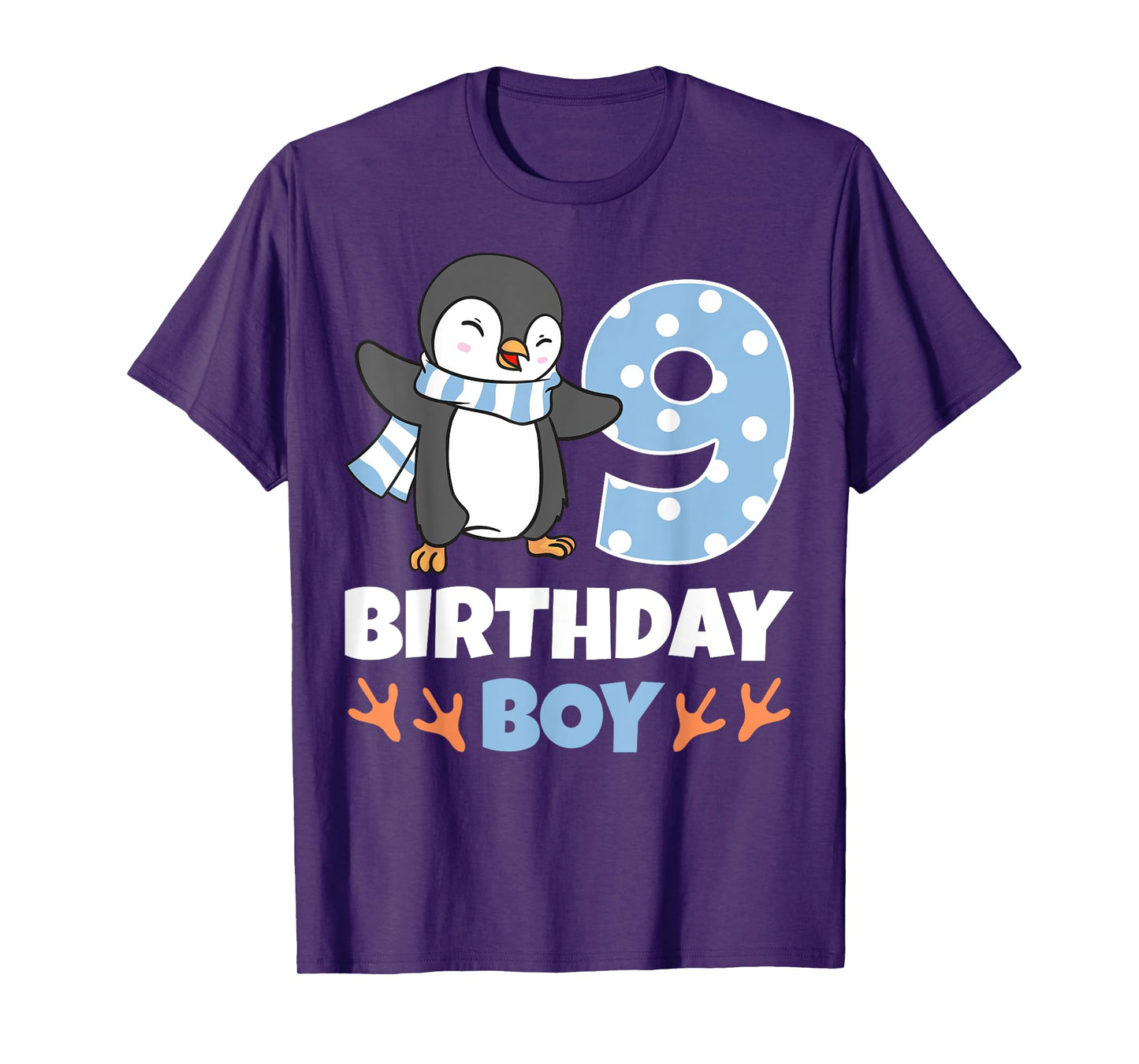 Penguin 9th Birthday Boy Winter Theme Party Celebration T-Shirt