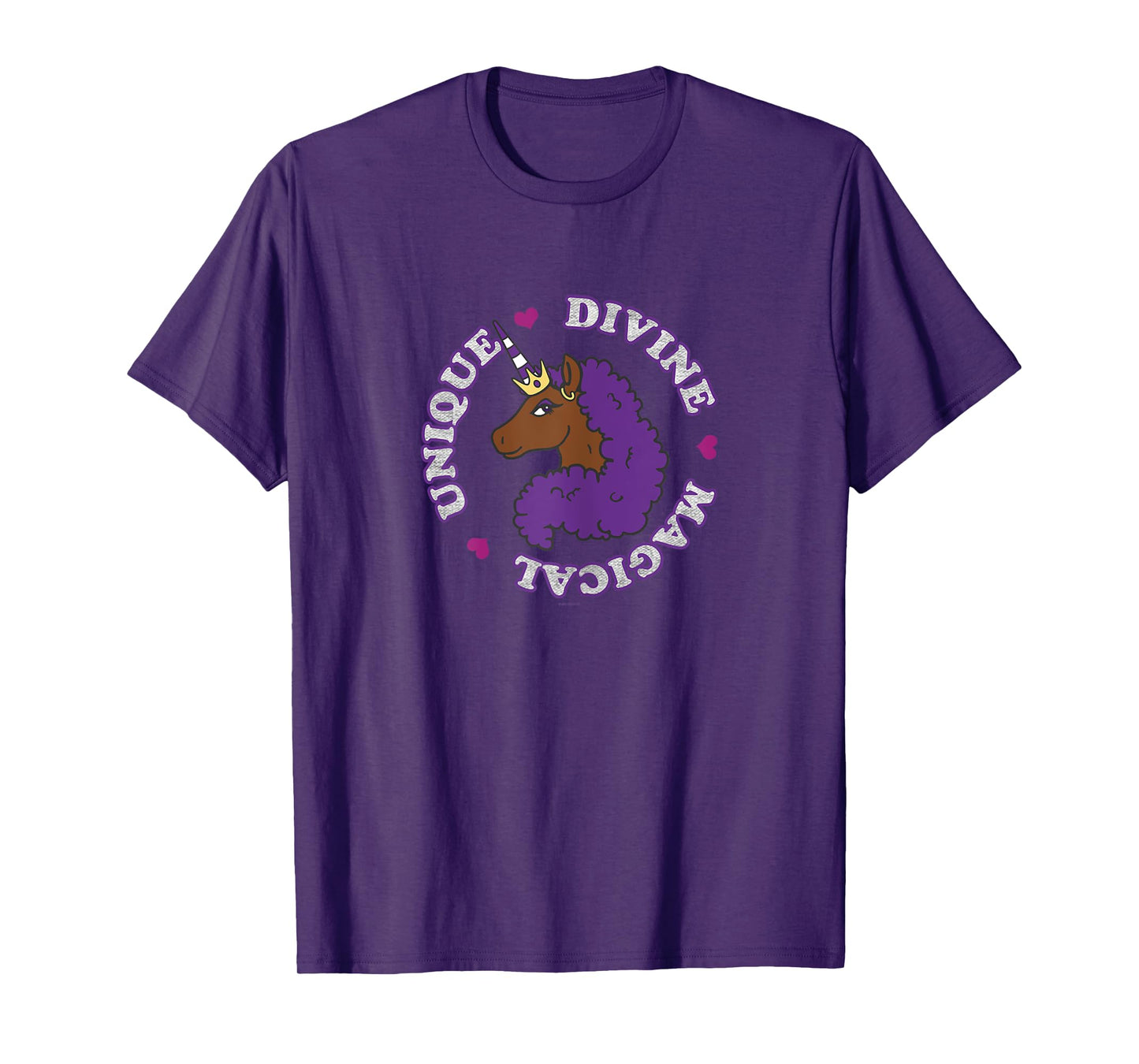 Afro Unicorn Unique Divine Magical Unique Purple Mane T-Shirt