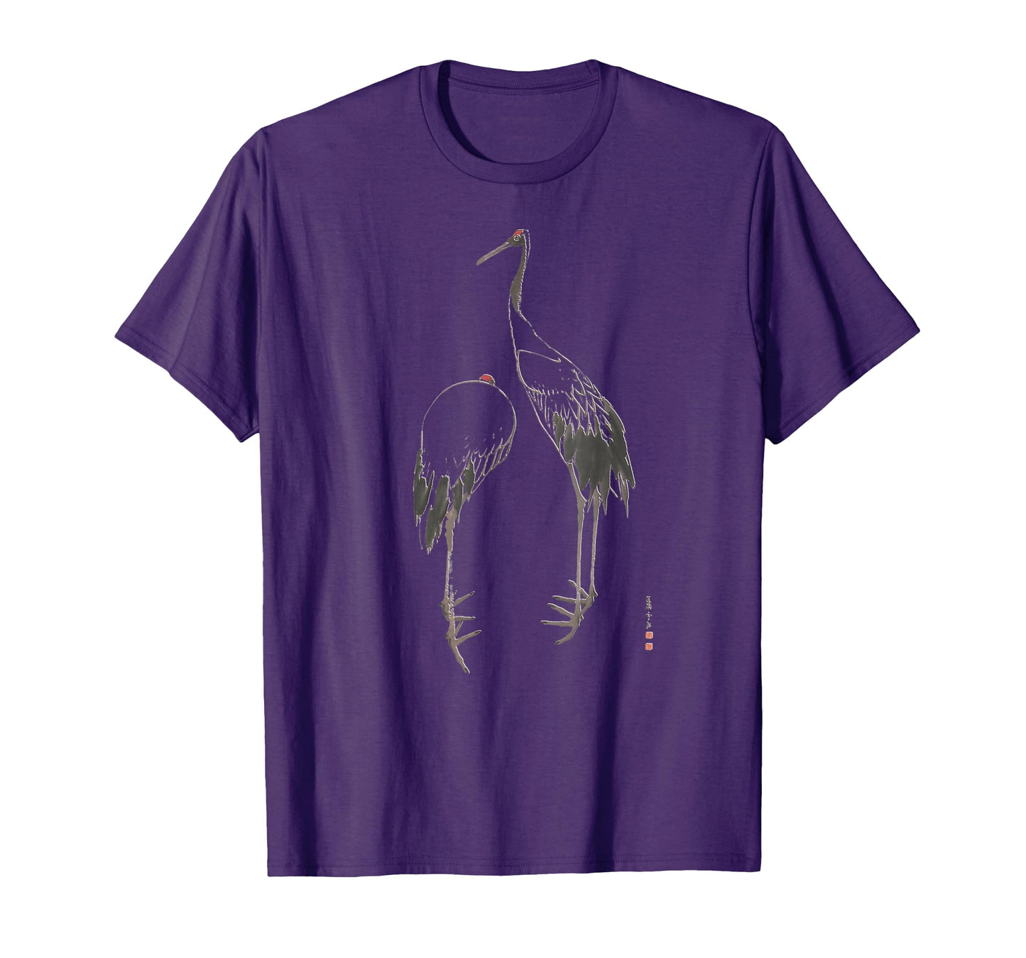 Vintage Classic Art Japanese Red-Crowned Crane Birds Stylish T-Shirt
