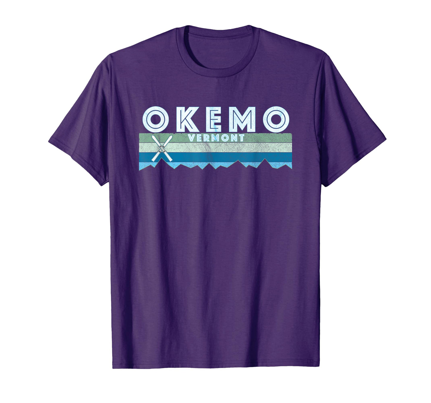 Vintage Okemo Vermont Ski Retro T-Shirt - Blue, Unisex, Short Sleeve, T-Shirt, Small