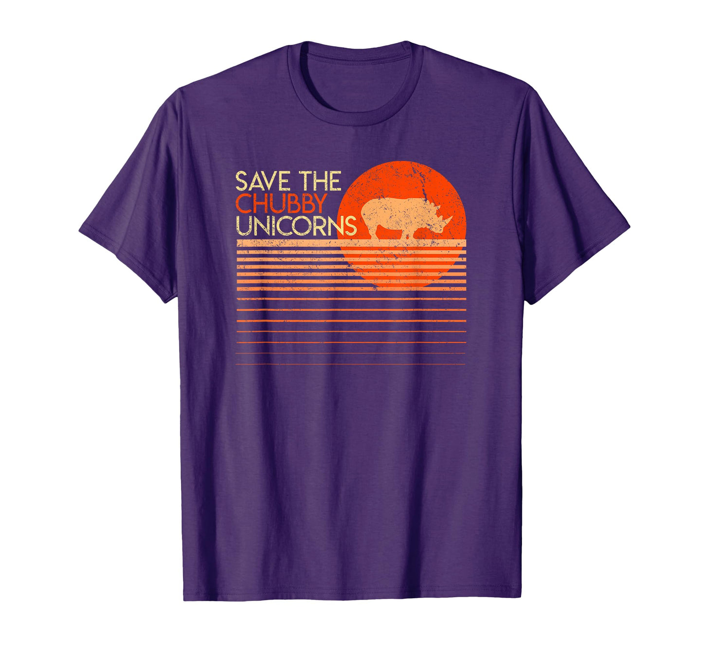 Save The Chubby Unicorns Shirt. Retro Style Rhino T-Shirt T-Shirt