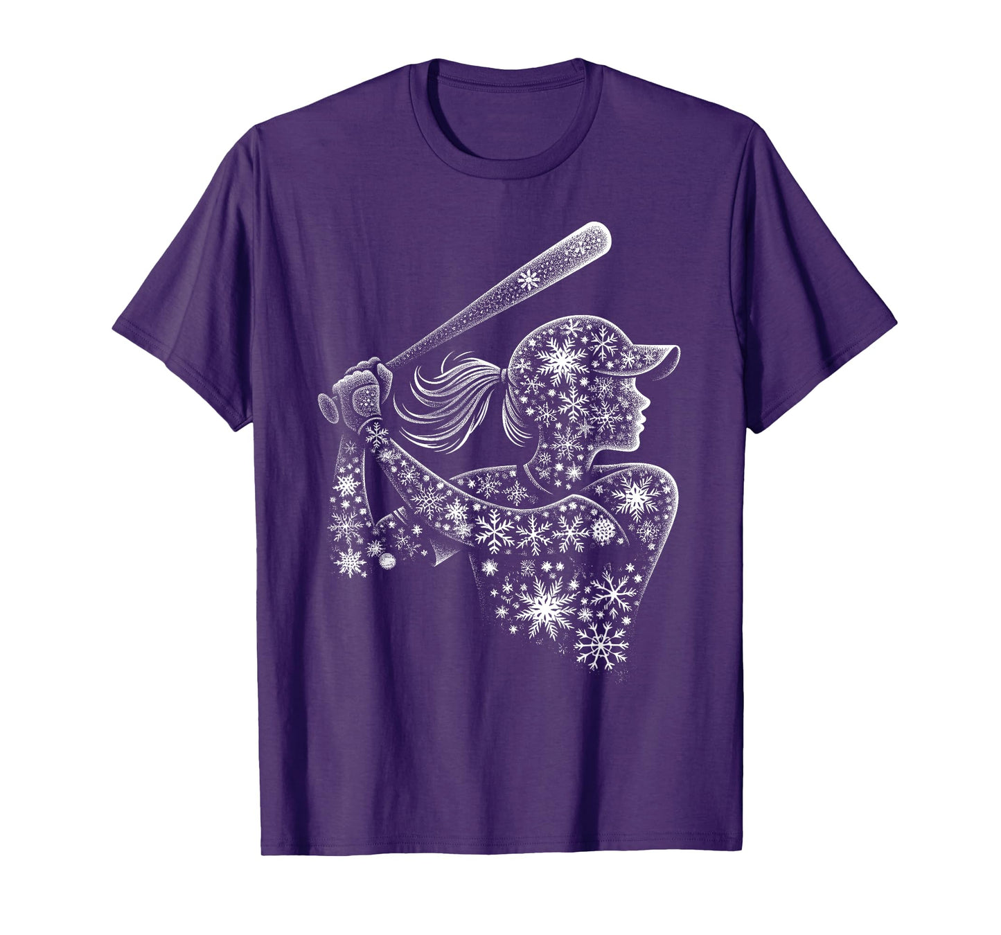 Women's sports Christmas Snowflakes Girl Softball Player T-Shirt