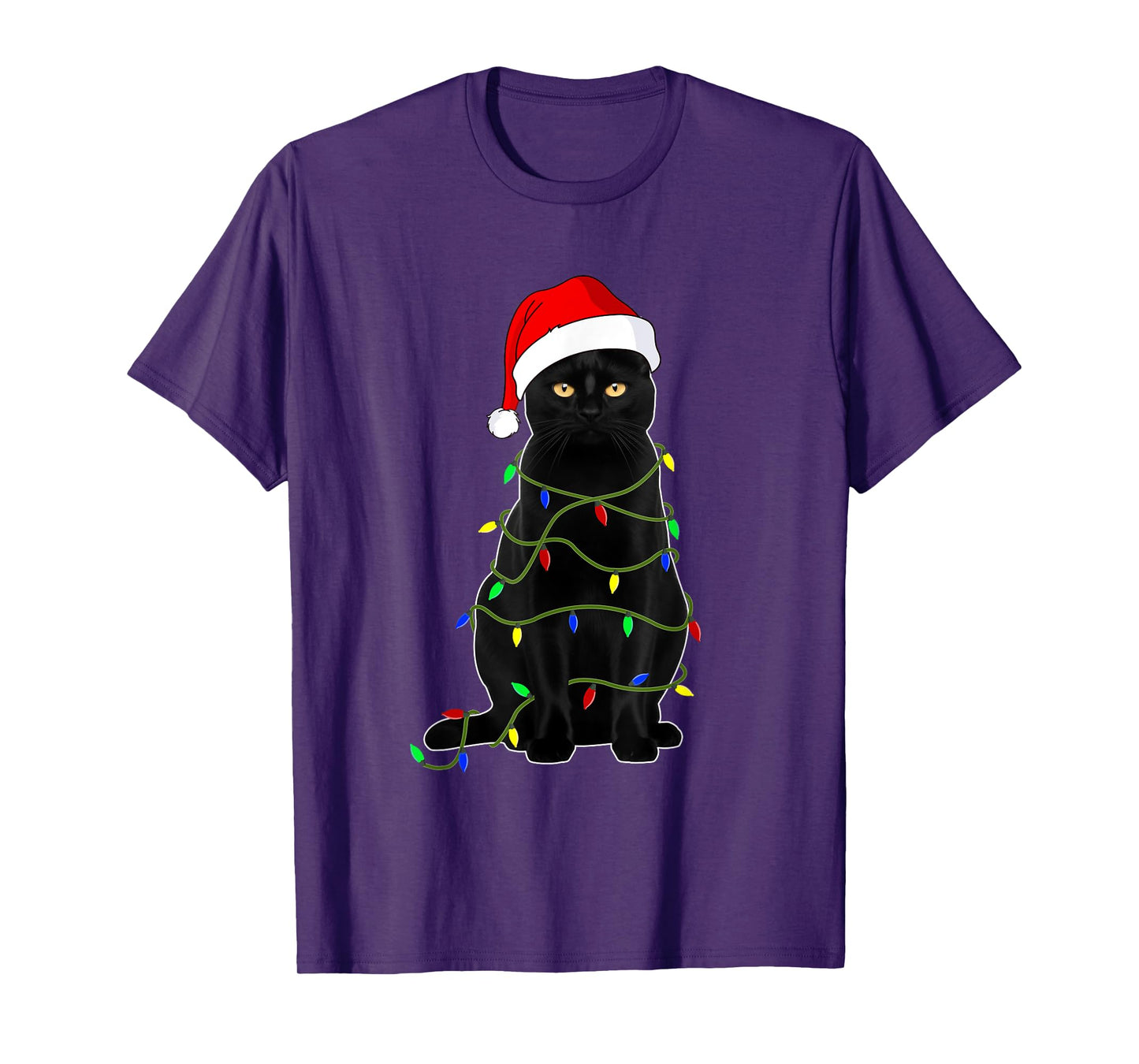 Black Cat Santa Christmas Family Matching Pajamas Xmas Men Women Kids T-Shirt