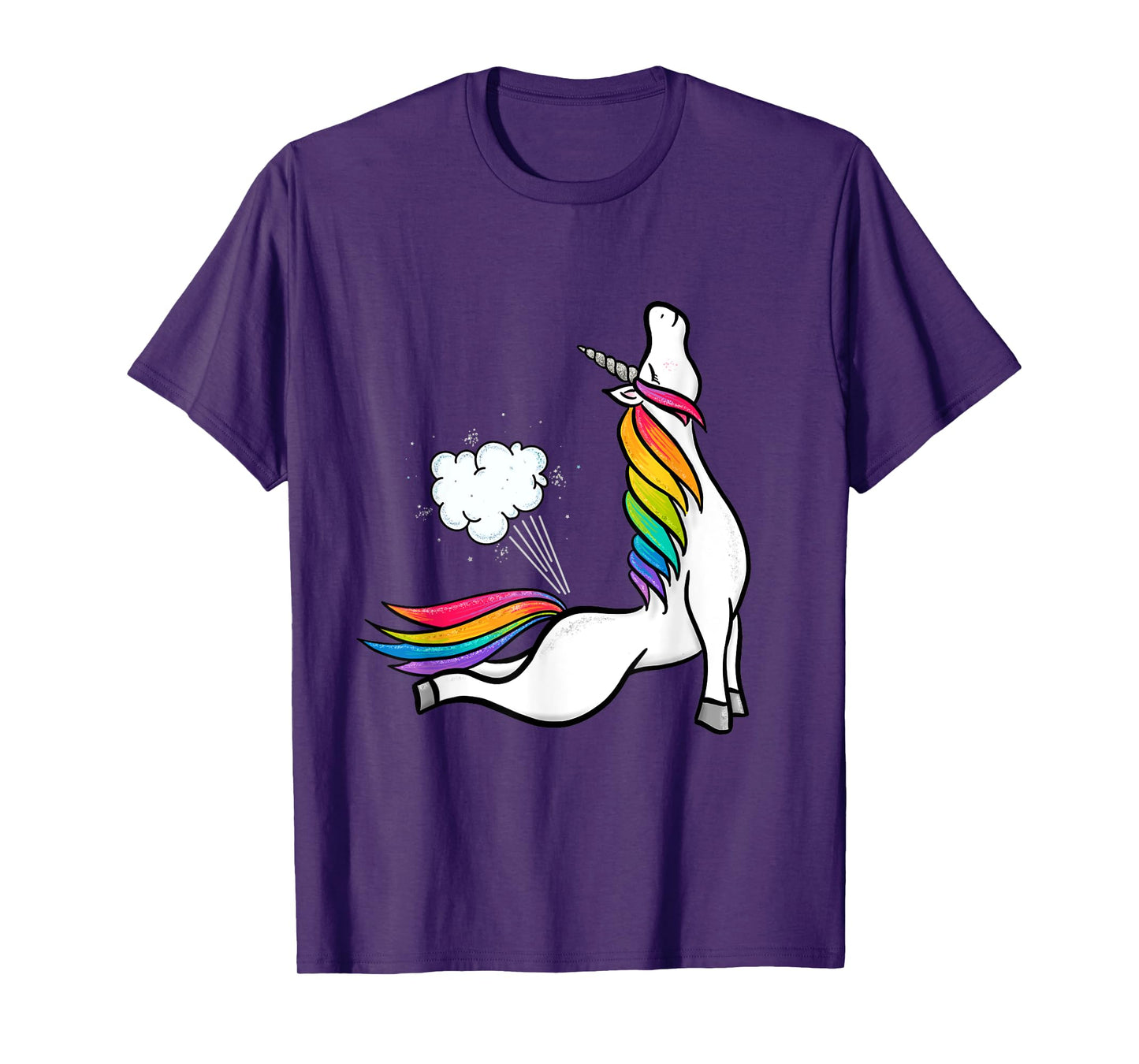 Funny Yoga Unicorn Fart Rainbow Graphic T-Shirt