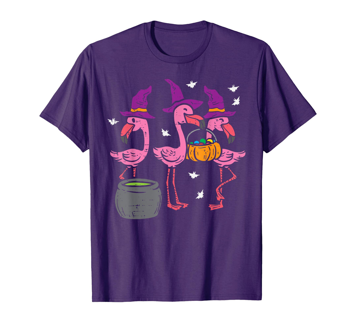 Witch Flamingos Animal Bird Flamingoween Halloween Women T-Shirt