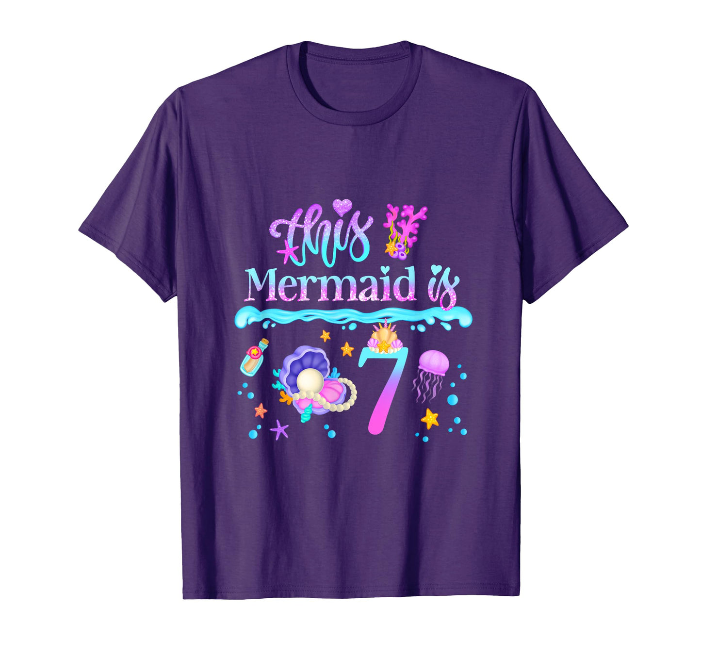 This Mermaid is 7 Years Old 7th Girls Birthday Party Kids T-Shirt