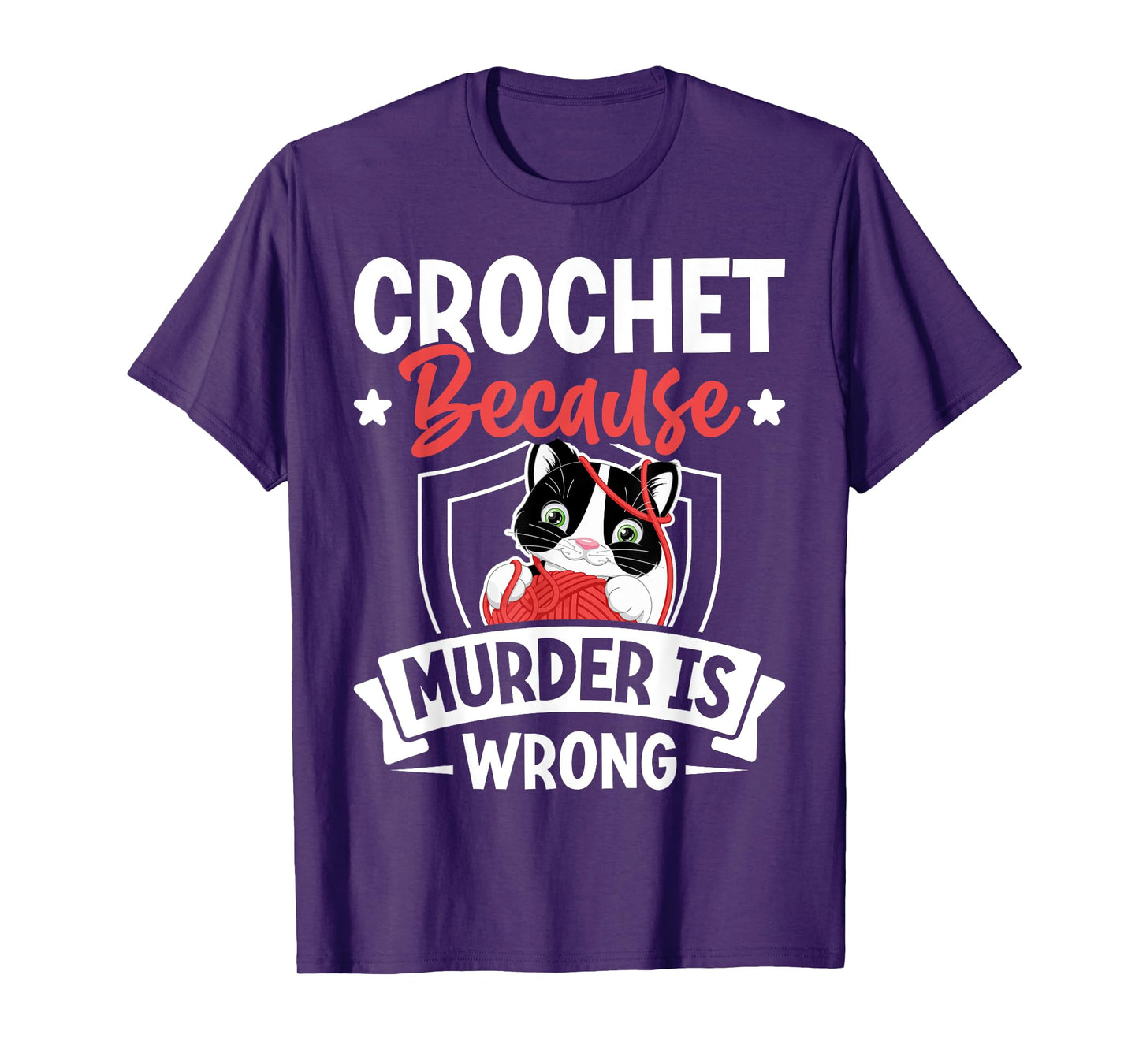 Crochet Because Murder Is Wrong Unicorn Crocheting T-Shirt