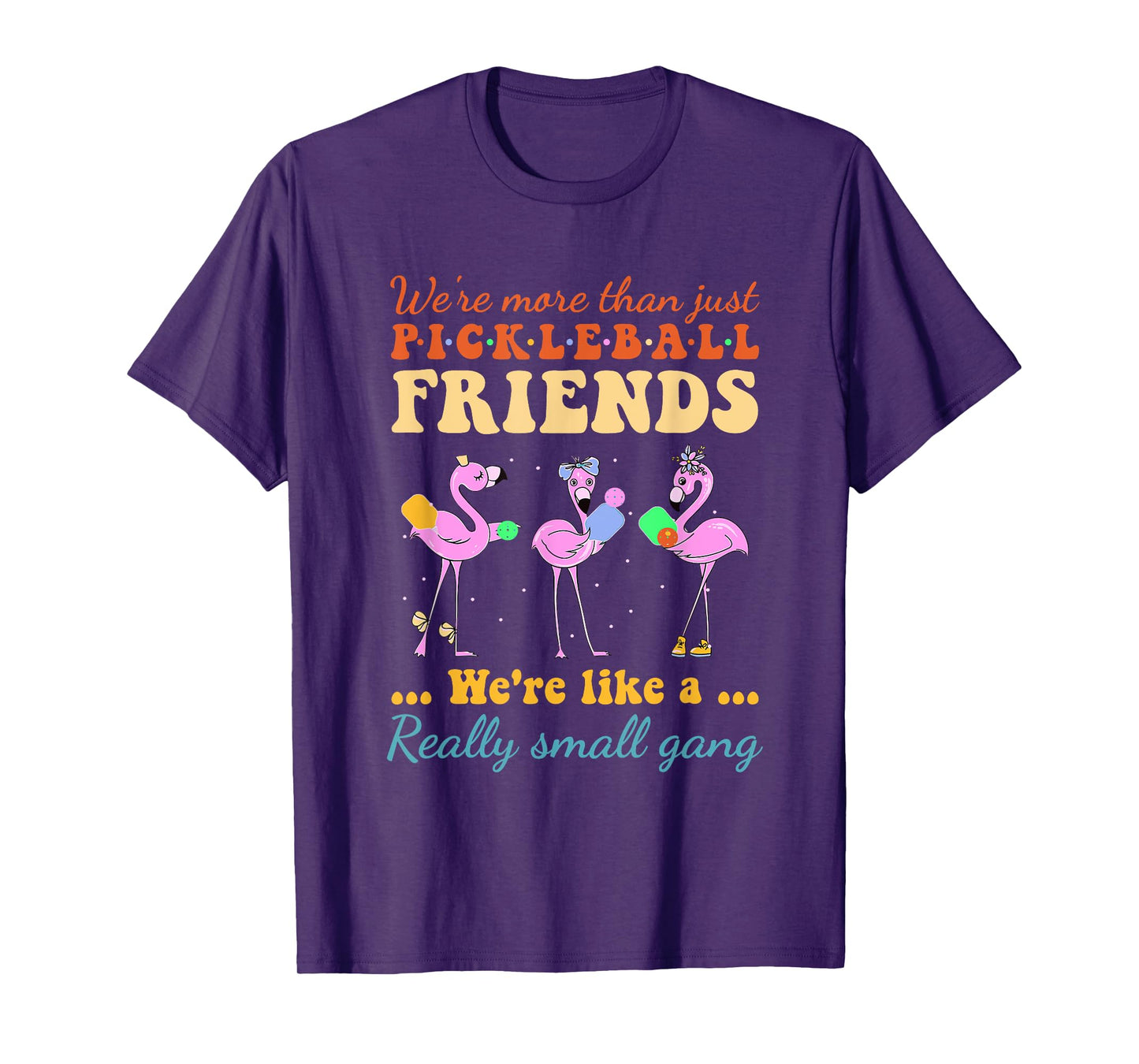 Pickleball Friends We're Like A Really Small Gang Flamingo T-Shirt