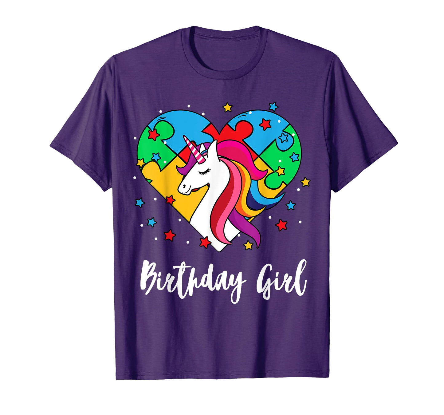 Unicorn Puzzle Heart Bday Girl Cool Autism Awareness Gift T-Shirt