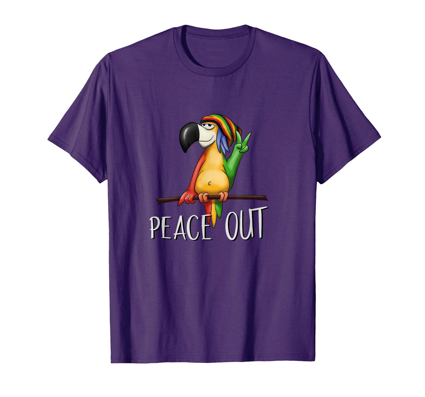 Peace Out Funky Cool Bird Drawing Chilling Reggae Parrot T-Shirt