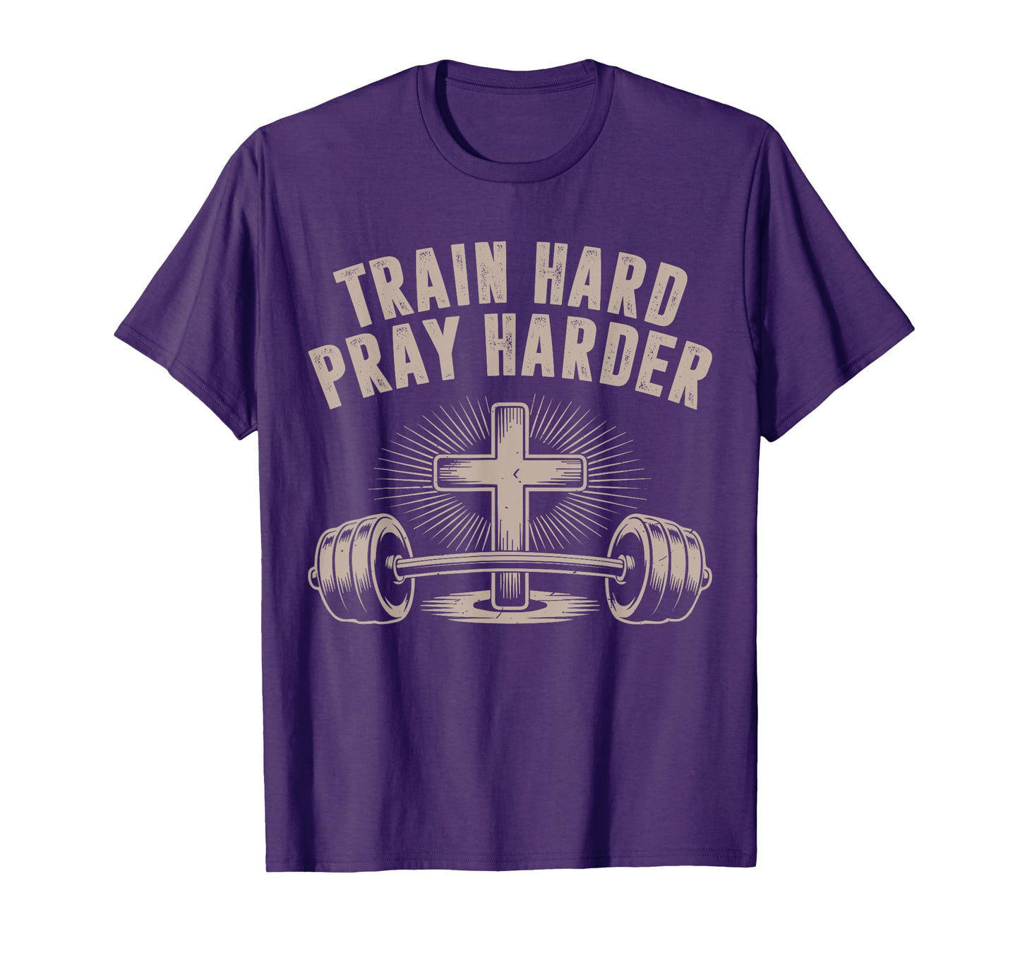 Men Train Hard Pray Harder Funny Christian Jesus Gym Workout T-Shirt