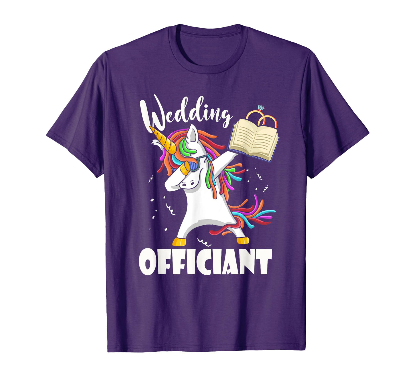 Funny Wedding Officiant Cute Dabbing Unicorn Pastor Wedding T-Shirt