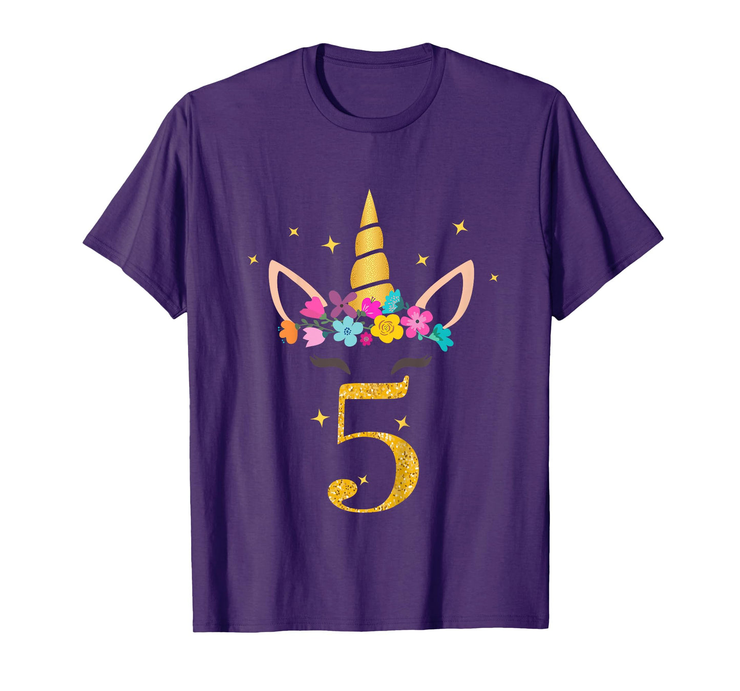 Kids 5th Birthday Unicorn Design for Girls 5-Year-Old T-Shirt