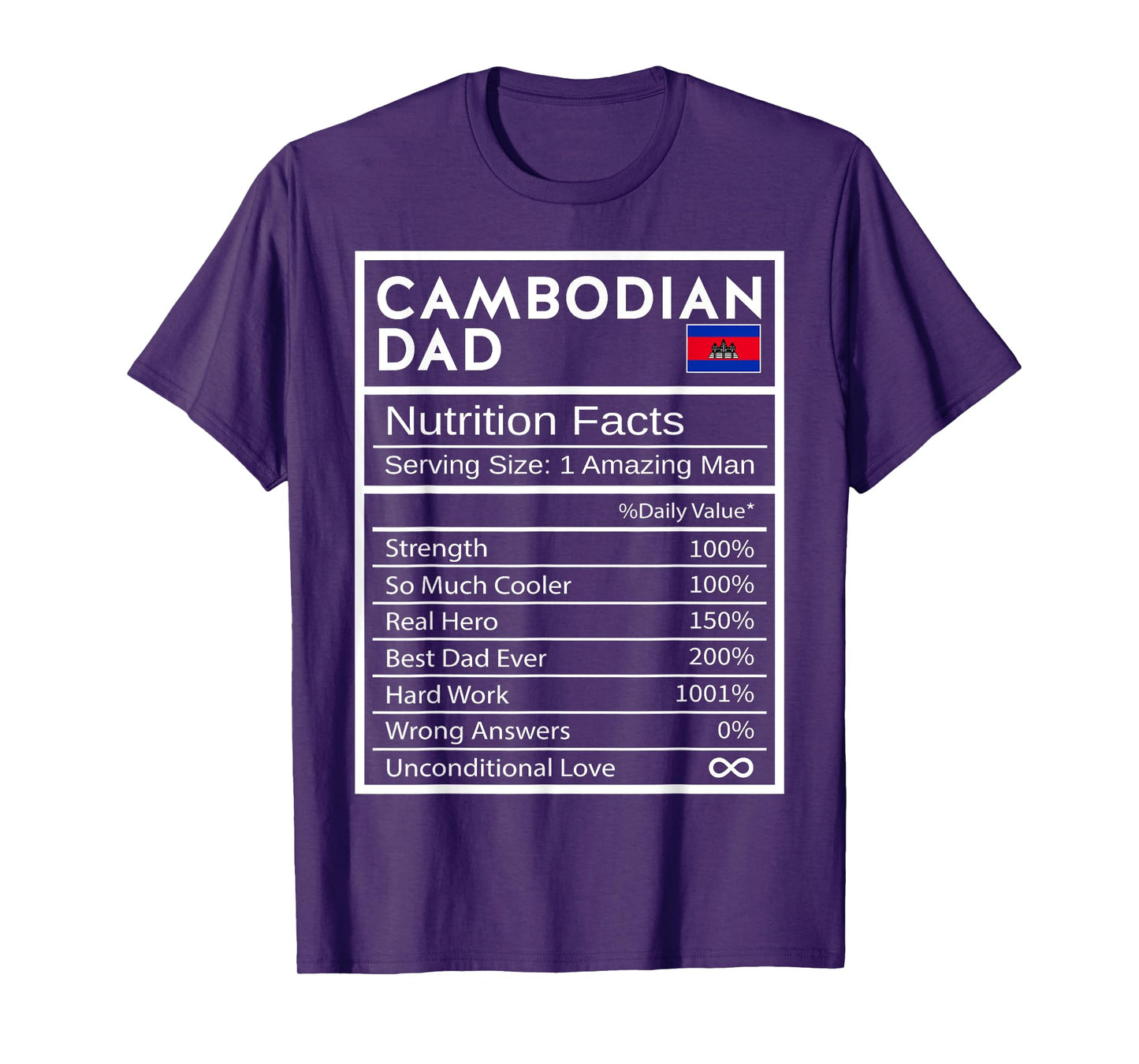 Cambodian Dad Nutrition Facts National Pride Gift For Dad T-Shirt
