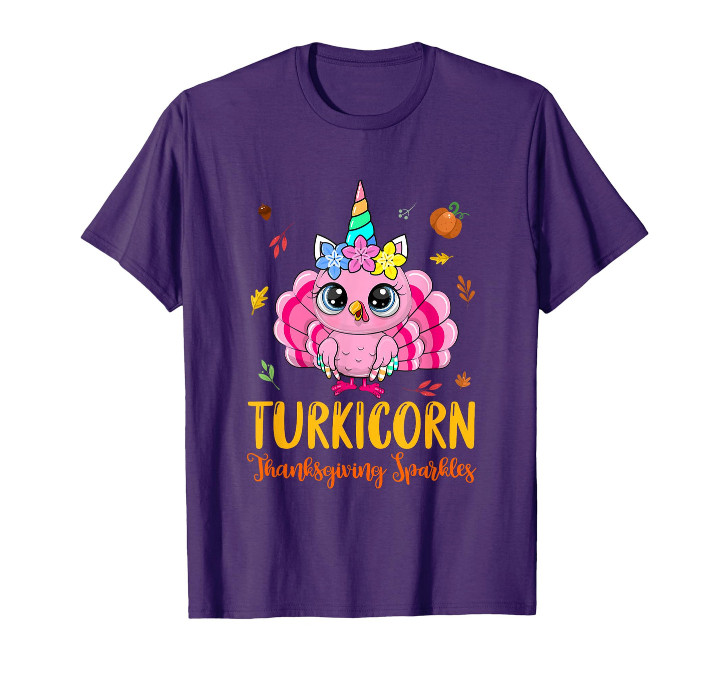 Cute Unicorn Turkey Funny Thanksgiving Turkicorn Girl Kids T-Shirt