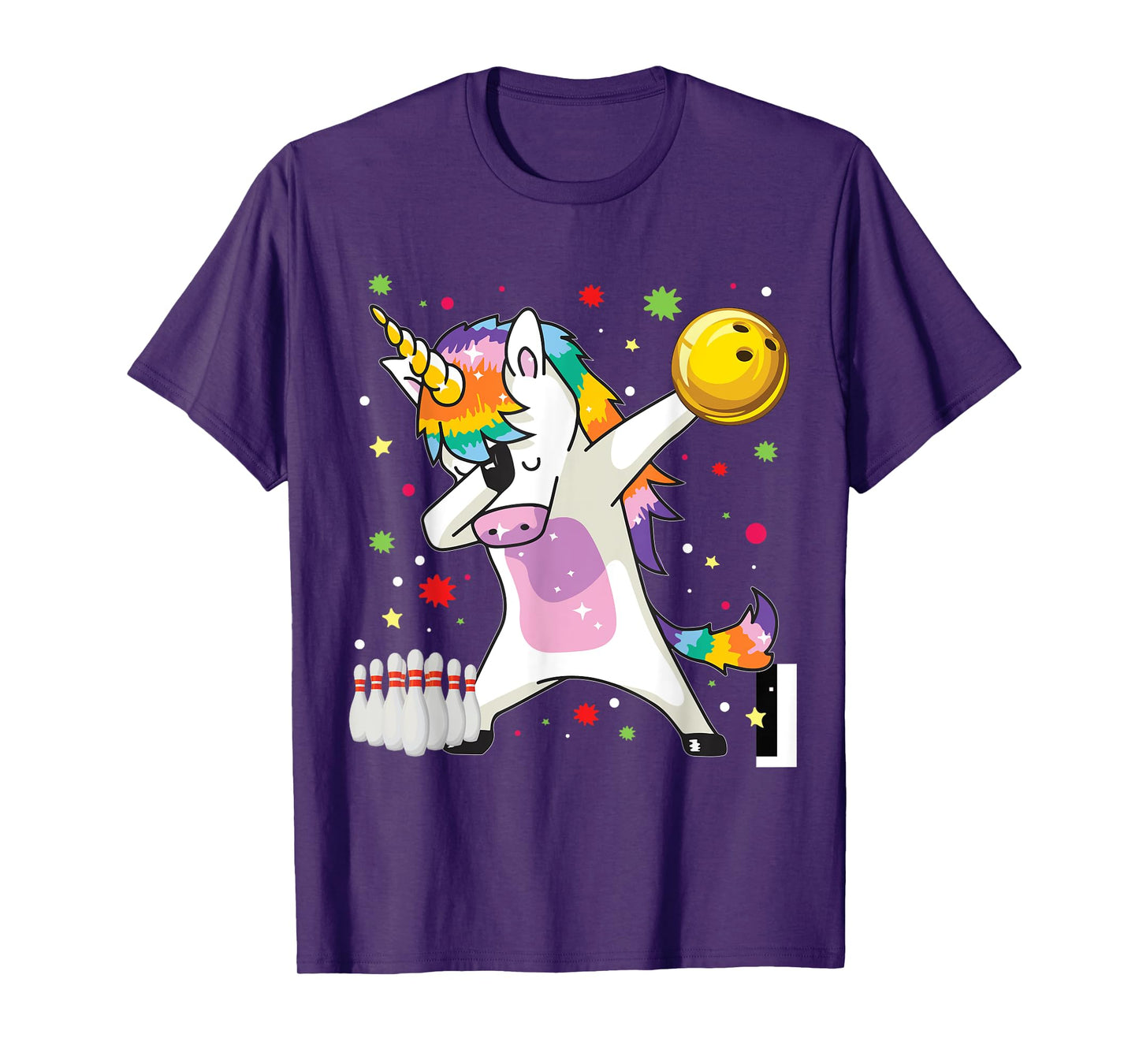 Dabbing Unicorn Bowling Funny Bowling Boy Girl T-Shirt