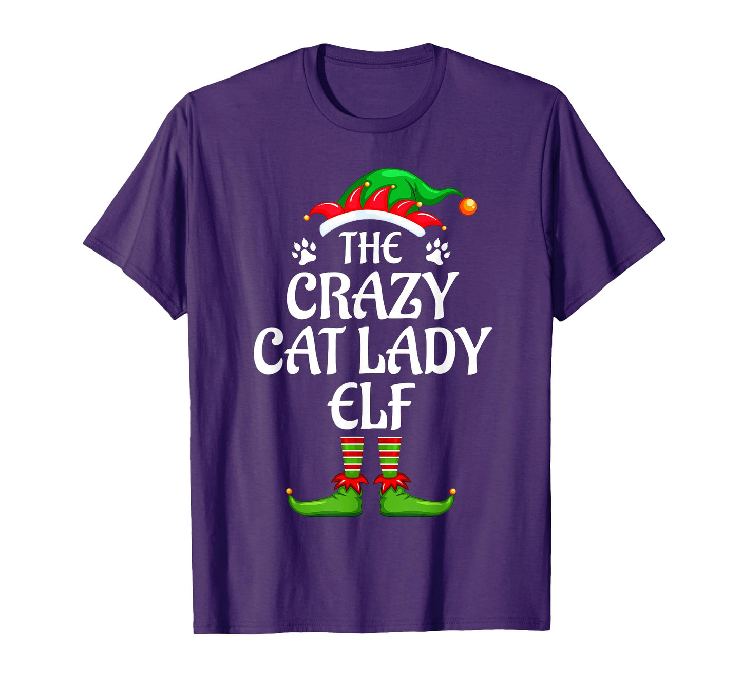 Crazy Cat Lady Elf Matching Family Group Christmas Party T-Shirt