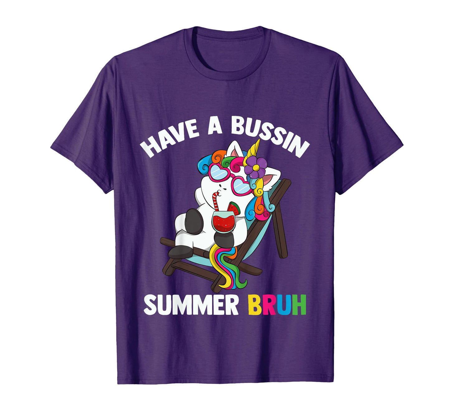 Kids Have A Bussin Summer Bruh Unicorn For Kid Last Day Of School T-Shirt