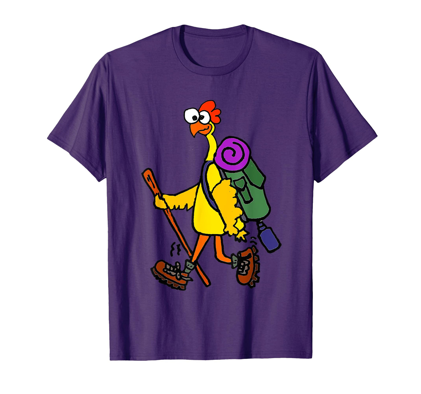 Smilealottees Funny Rubber Chicken Hiking Cartoon T-Shirt