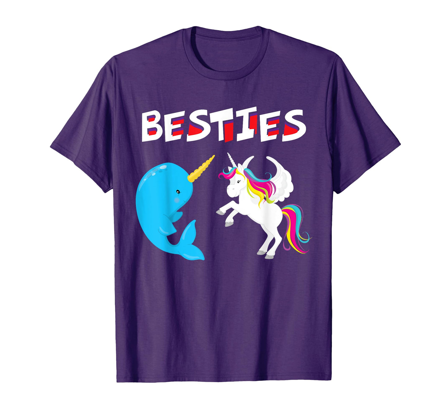 Besties Funny Unicorn and Narwhal Narwhale T-Shirt T-Shirt