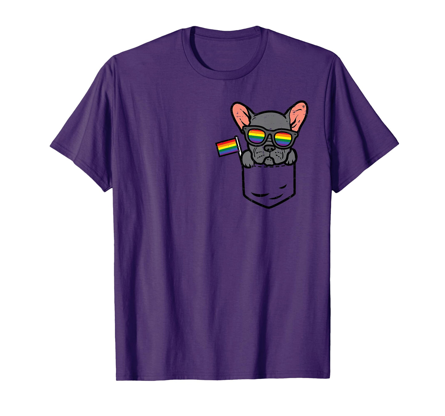 French Bulldog Frenchie Dog Pocket LGBTQ Rainbow Gay Pride T-Shirt