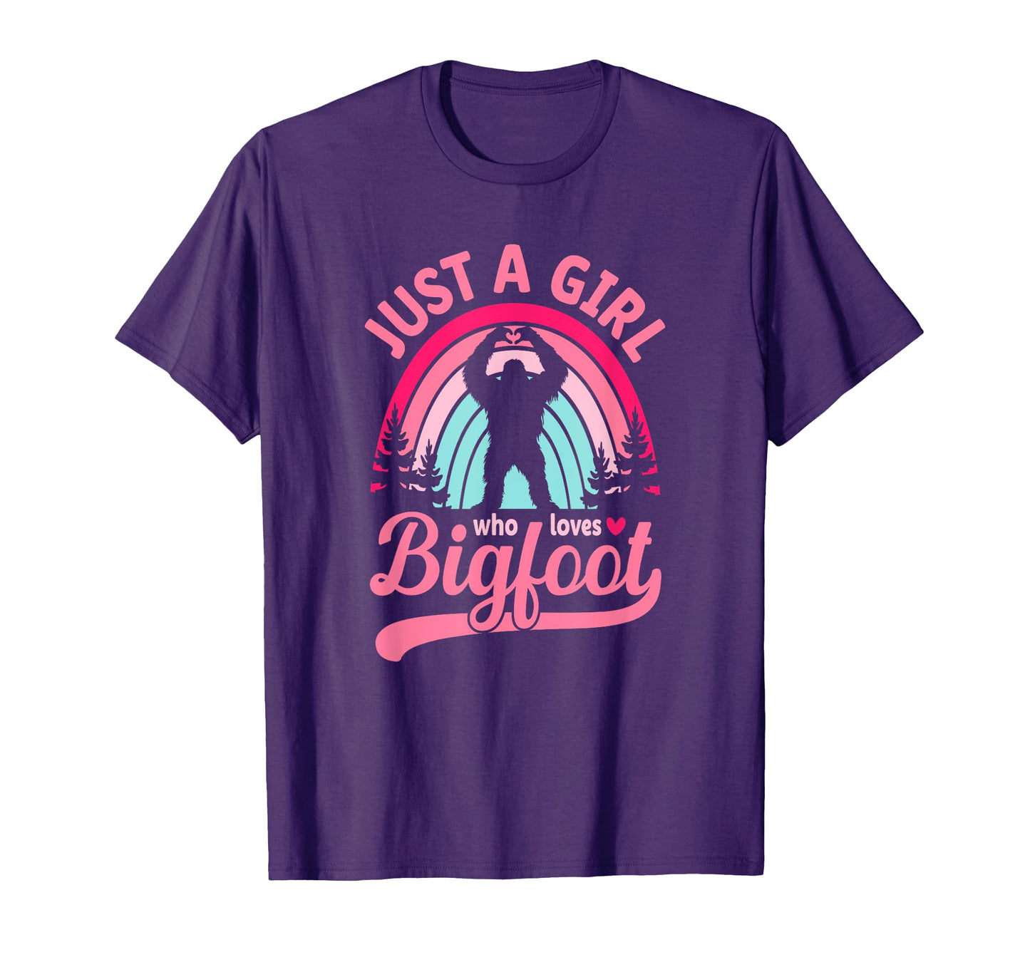 Retro Rainbow Just A Girl Who Loves Bigfoot T-Shirt