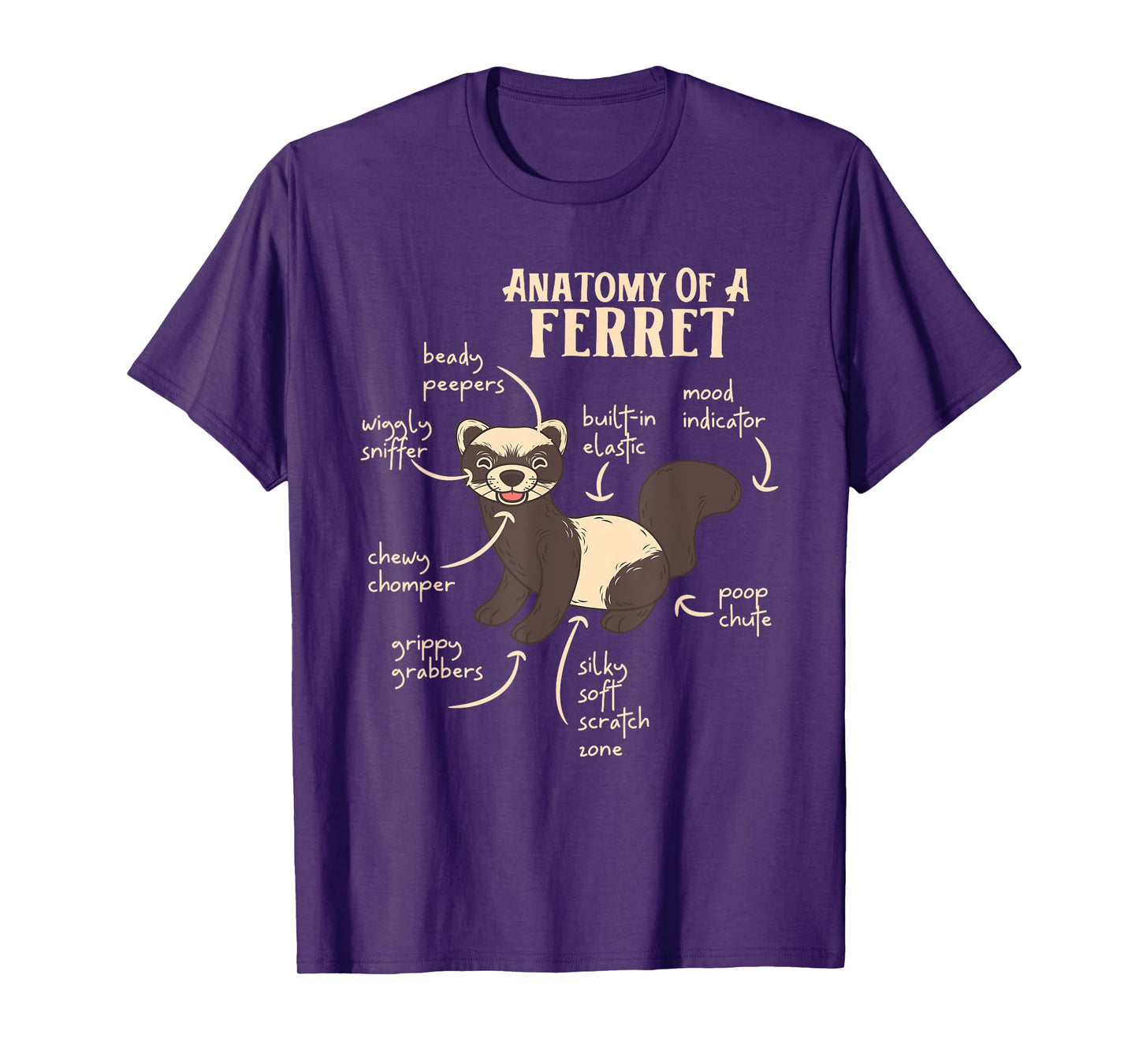 Ferret Anatomy Funny Animal Lover Polecat Paw Pet Owner Gift Men Women Kids T-Shirt