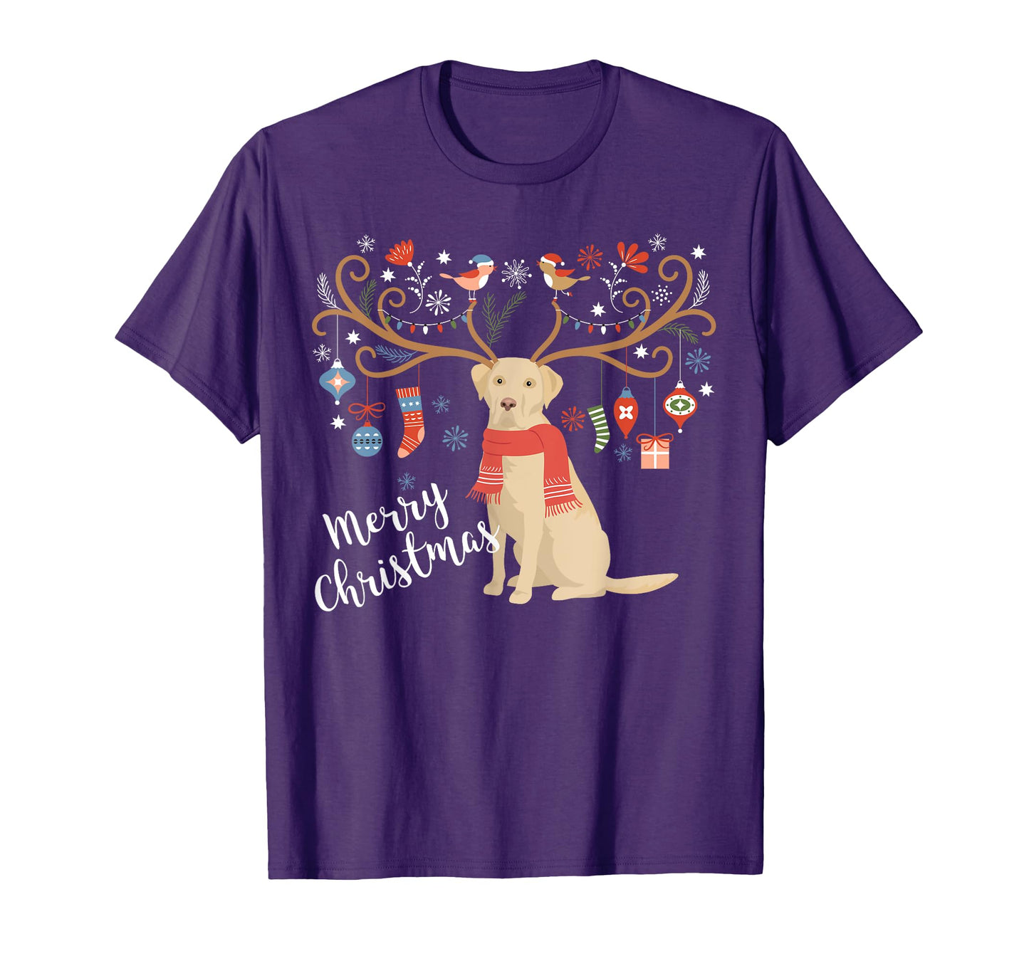 Yellow Labrador Retriever Christmas Dog T-Shirt for Men Women Kids