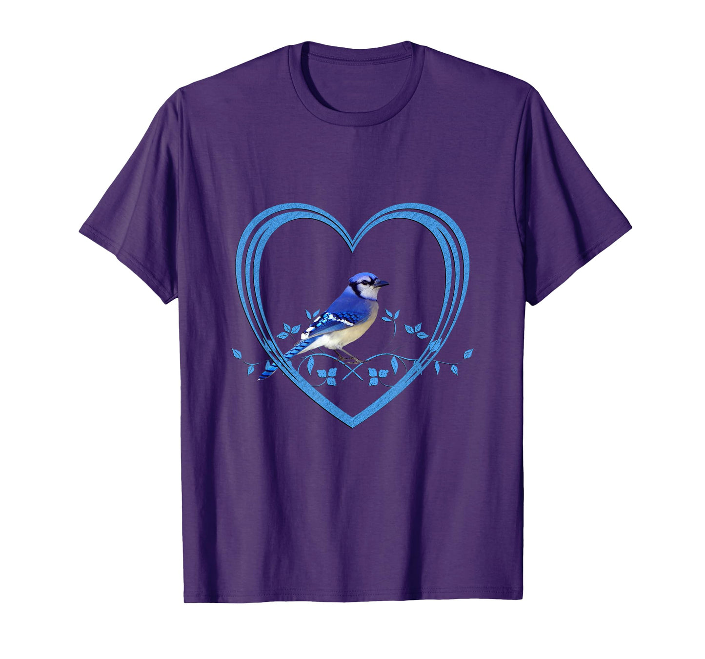 Blue Jay Bird in Heart T-Shirt