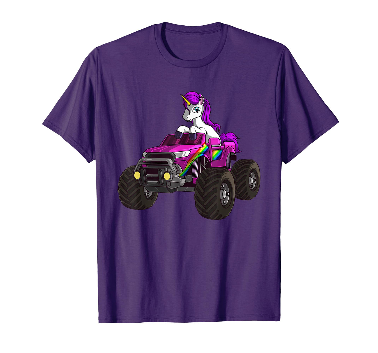 Funny Unicorn Monster Truck Gift For Girls Cool Pink Party T-Shirt