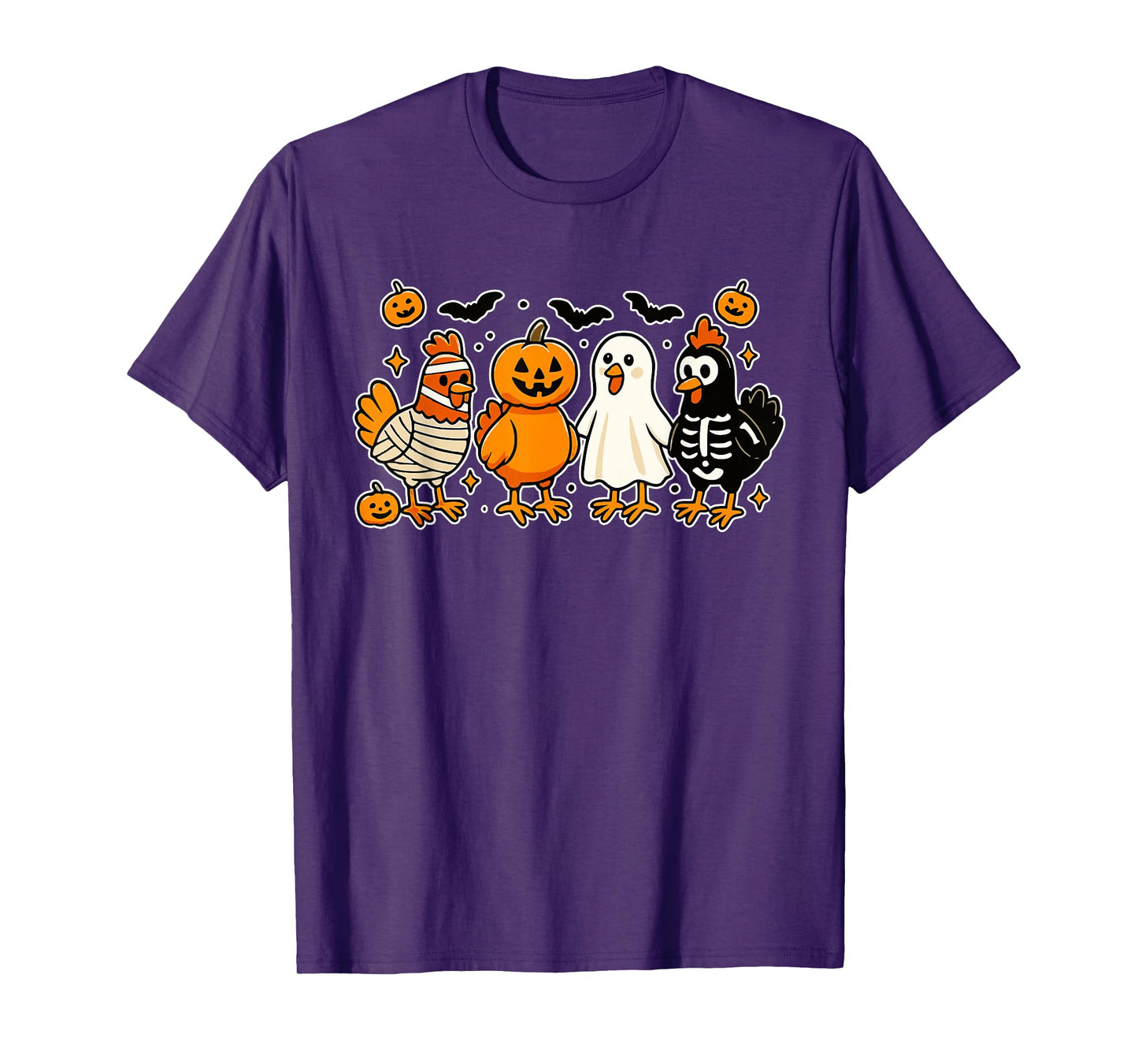 Mummy Chicken Skeleton Ghost Pumpkin Halloween Chicken Lover T-Shirt