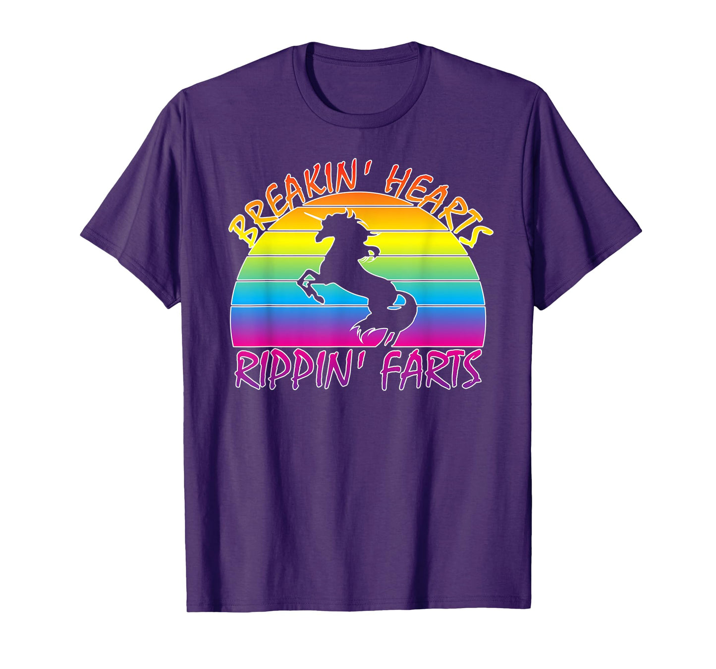 Funny Rainbow Unicorn Breaking Hearts Ripping Farts T-Shirt