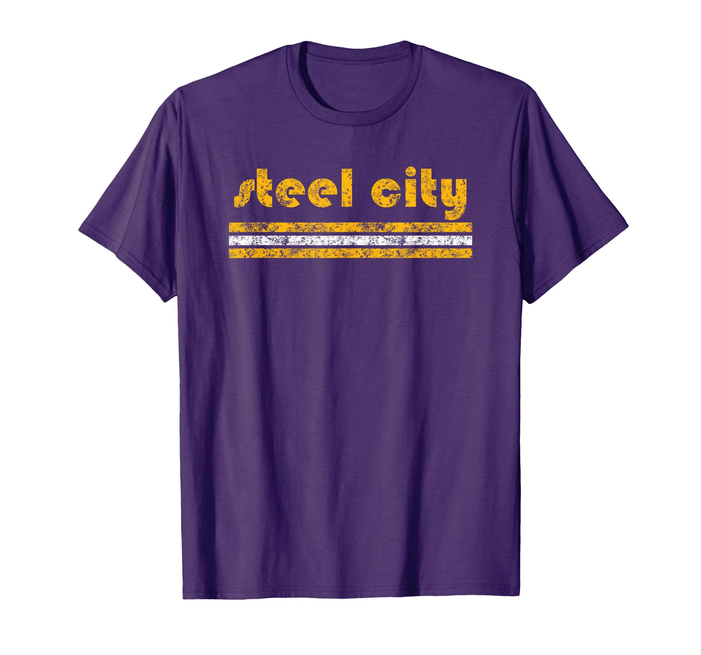 Pittsburgh Retro Three Stripe Weathered Steel City T-Shirt