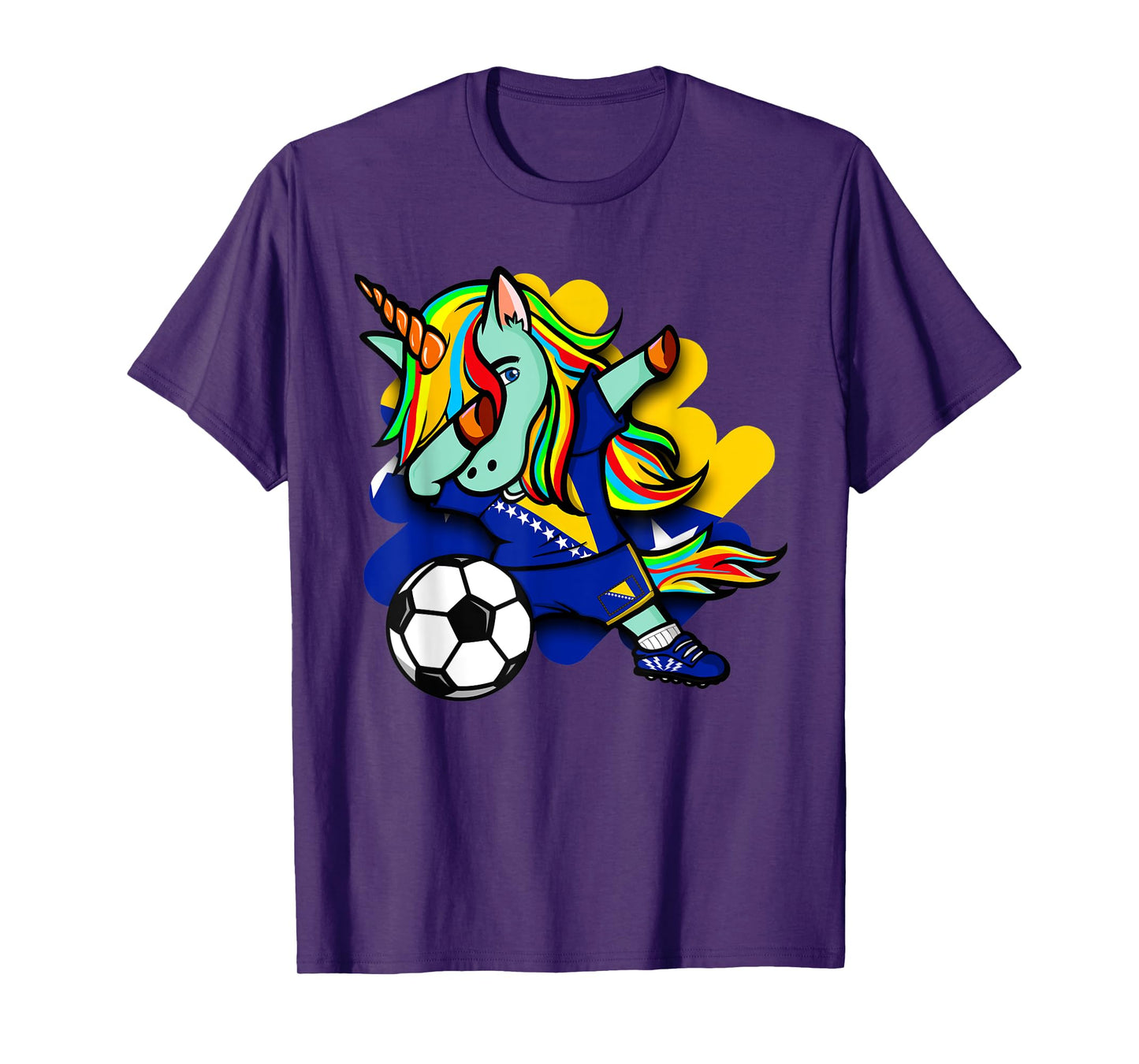 Cute Dabbing Unicorn Bosnia Herzegovina Soccer Lovers Jersey T-Shirt